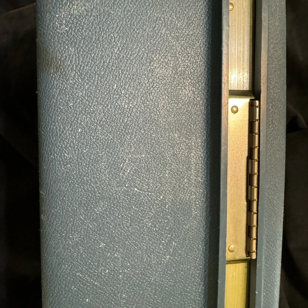 Blue vintage train case